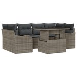 Ensemble de Canapé de Jardin 7 pièces vidaXL avec Coussins Gris Rattan Poly