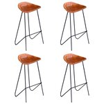 vidaXL Chaises de bar lot de 4 marron cuir véritable