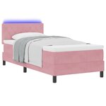 Lit à ressort vidaXL avec matelas et LED Rose 90x190 cm en velours