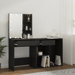 vidaXL Coiffeuse à LED avec armoire noir bois d'ingénierie