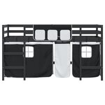 vidaXL Lit mezzanine enfants et rideaux blanc/noir 90x200cm pin massif