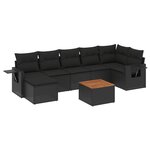 vidaXL Salon de jardin 8 Pièces avec coussins noir résine tressée