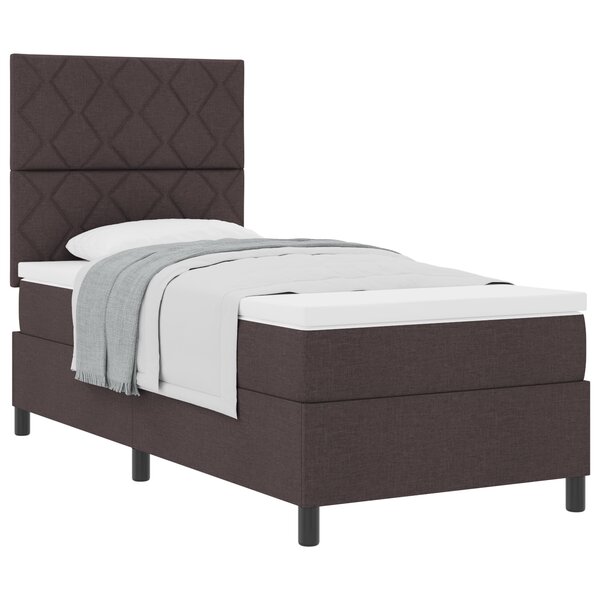 vidaXL Lit à ressort avec matelas marron foncé 90x200 cm tissu