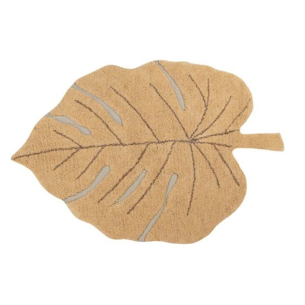 Tapis coton lavable Monstera miel - 120 x 180 cm