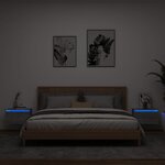 vidaXL Tables de chevet murales avec lumières LED 2 Pièces sonoma gris