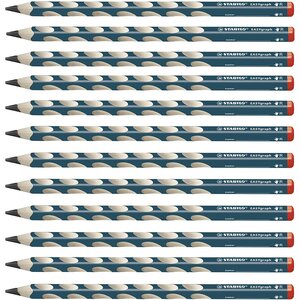 Crayon graphite easygraph b droitier bleu ardoise x 12 stabilo
