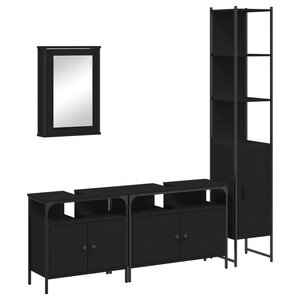 vidaXL Ensemble de meubles salle de bain 4 Pièces noir bois d'ingénierie