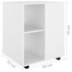 vidaXL Armoire à roulettes Blanc 60x53x72 cm Bois d’ingénierie