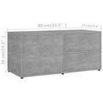 vidaXL Meuble TV Gris béton 80x34x36 cm Bois d'ingénierie
