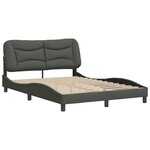 vidaXL Cadre de lit sans matelas gris foncé 140x190 cm tissu
