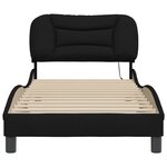 vidaXL Cadre de lit avec LED sans matelas noir 90x200 cm tissu