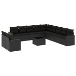 vidaXL Salon de jardin 12 Pièces avec coussins noir résine tressée