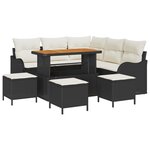 Ensemble de canapés de jardin de 9 pièces avec coussins Noir Poly Rotin Acacia