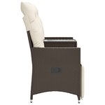 vidaXL Canapé de jardin inclinable 2 places avec table marron rotin