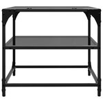 vidaXL Tables basses avec dessus en verre noir 2 Pièces 50x50x45 cm acier