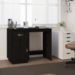 vidaXL Bureau Noir 95x50x75 cm Bois massif de pin