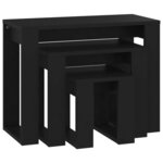vidaXL Tables gigognes 3 Pièces Noir Bois d'ingénierie