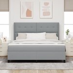 vidaXL Lit à sommier à ressorts avec matelas et LED gris clair 180x200 cm tissu