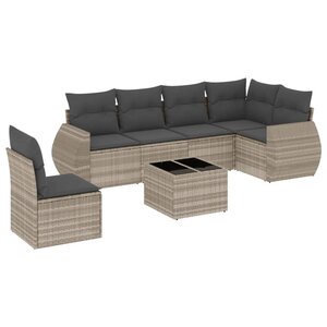 vidaXL Salon de jardin avec coussins 7 Pièces gris clair résine tressée