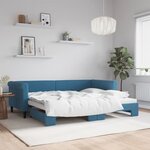 vidaXL Lit de jour avec lit gigogne bleu 90x200 cm velours