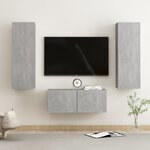 vidaXL Ensemble de meubles TV 3 Pièces Gris béton Bois d'ingénierie