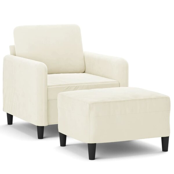 vidaXL Fauteuil avec repose-pied Crème 60 cm Velours