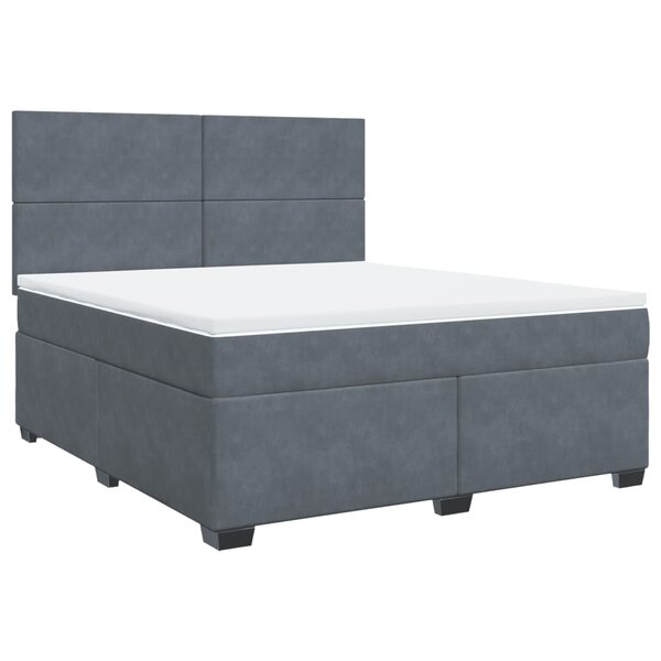 vidaXL Sommier à lattes de lit et matelas Gris foncé 180x200cm Velours