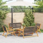 vidaXL Ensemble de chaises de jardin avec table  5 pièces  gris  bois d'acacia massif