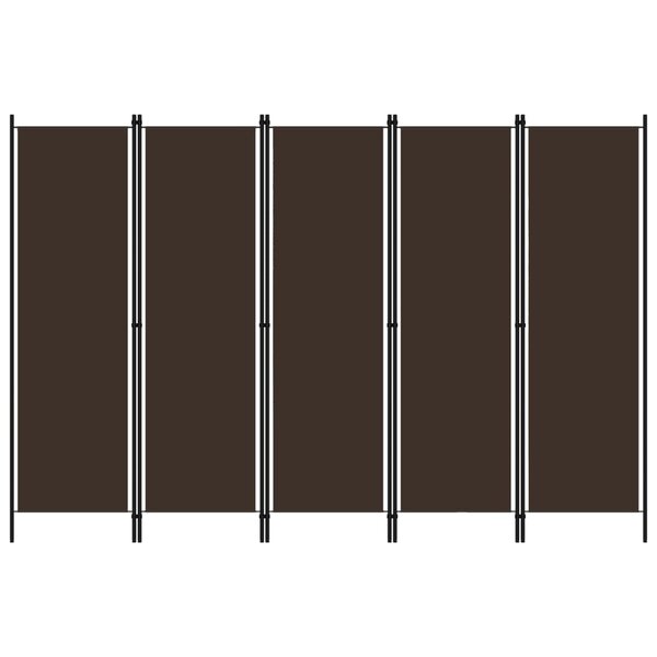 vidaXL Cloison de séparation 5 panneaux Marron 250x180 cm