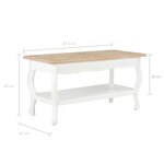 vidaXL Table basse Blanc et marron 87 5x42x44 cm Bois de pin massif