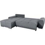 Canapé d'angle convertible CABELLO en tissu gris avec coffre de rangement - LOUNGITUDE