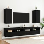 vidaXL Meuble TV mural avec lumières LED noir 30 5x35x70 cm