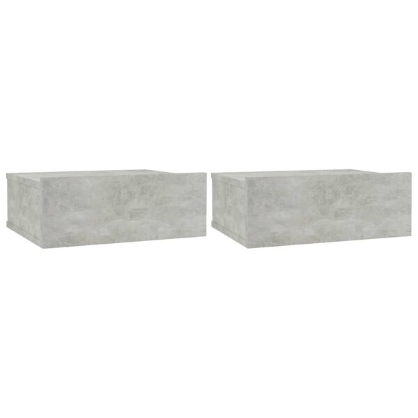 vidaXL Tables de chevet flottantes 2 Pièces Gris béton Bois d'ingénierie