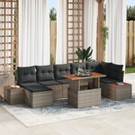 vidaXL Ensemble de salle à manger de jardin 8 pièces avec coussins en poly rotin gris et acacia
