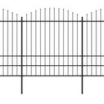 vidaXL Clôture de jardin à dessus en lance Acier (1 75-2)x10 2 m Noir