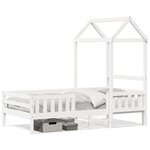 vidaXL Cadre de lit avec toit blanc 90x190 cm bois massif de pin