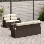 vidaXL Ensemble de 6 Pièces de Canapés de Jardin avec Coussins Marron Poly Rotin