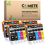 COMETE, Entreprise française - 580XL 581XL - 20 Cartouches d'Encre Compatibles avec Canon PGI-580 CLI-581 pour Canon Pixma TR7550 TR8550 TS6150 TS8150 TS9150 TS9155 (8 Noir 4 Cyan 4 Magenta 4 Jaune)