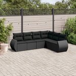vidaXL Salon de jardin 6 Pièces avec coussins noir résine tressée