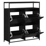vidaXL Armoire à chaussures avec 4 tiroirs basculants chêne noir 100x34x112 cm