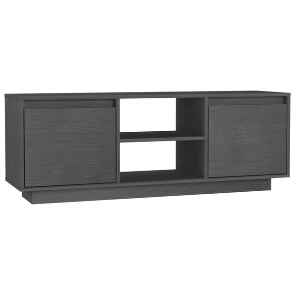 vidaXL Meuble TV Gris 110x30x40 cm Bois de pin massif