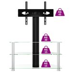 vidaXL Meuble TV d'angle 3 niveaux pour 32-70 pouces noir et argenté