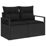 Ensemble de canapés de jardin 4 pièces avec coussins Noir Poly Rattan