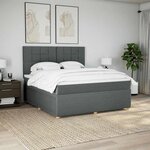 vidaXL Sommier à lattes de lit avec matelas Gris foncé 180x200cm Tissu