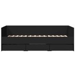 vidaXL Lit de jour avec tiroirs sans matelas noir 90x200 cm