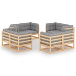 Salon de jardin meuble d'extérieur ensemble de mobilier 8 pièces avec coussins bois de pin massif 02_0017513