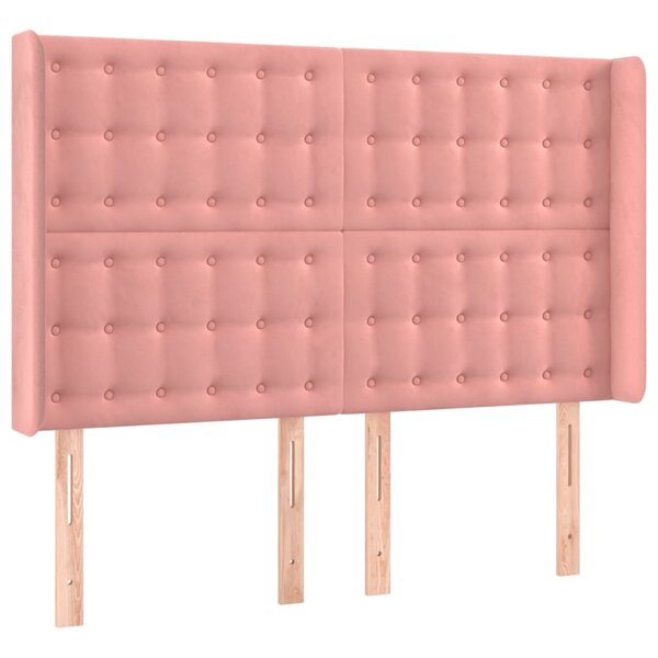 vidaXL Tête de lit avec oreilles Rose 147x16x118/128 cm Velours