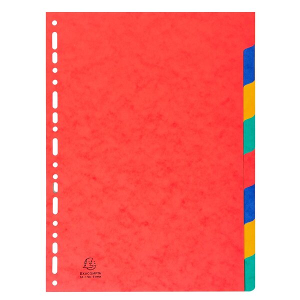 Intercalaires Carte Lustrée 225g 8 Positions - A4 - Couleurs Assorties - X 25 - Exacompta