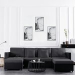 vidaXL Canapé-lit extensible à 4 places Similicuir Noir