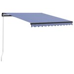 vidaXL Auvent manuel rétractable avec LED 300x250 cm Bleu et blanc